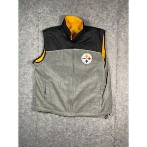 NFL Pittsburgh Steelers Reversible Vest Men's XL Fleece Black Yellow